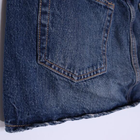 ZARA Denim Mini Skirt Dark Washed Sea Blue Mid Rise Button Fly Casual Women's S - Picture 5 of 12